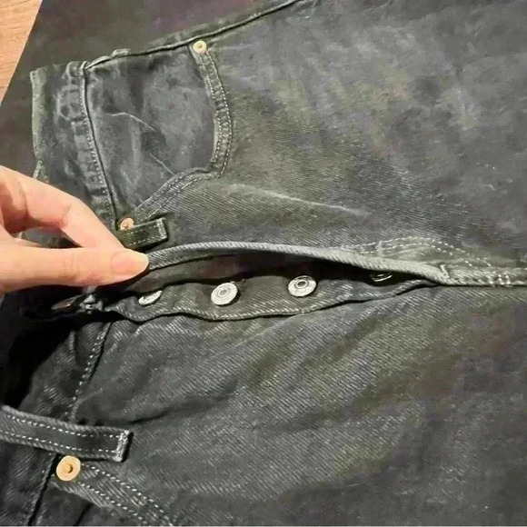 Levi's Premium Big E 501 S Skinny Black Distressed Button Fly Jeans 26x24 - Picture 11 of 12